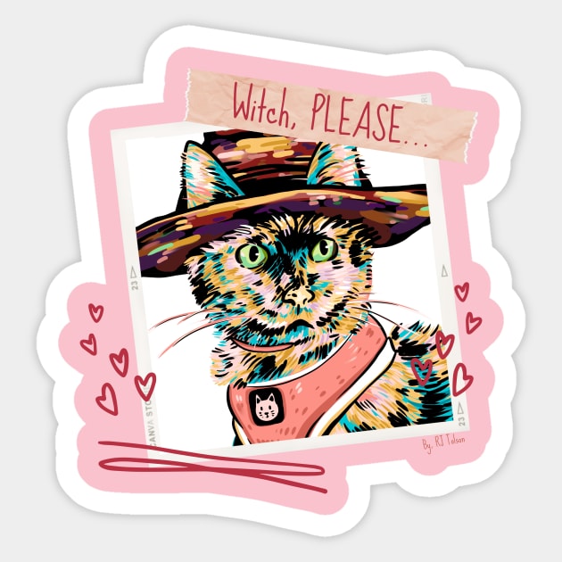 Witch, Please... Feat. Fox the Cat Sticker by RJ Tolson's Merch Store